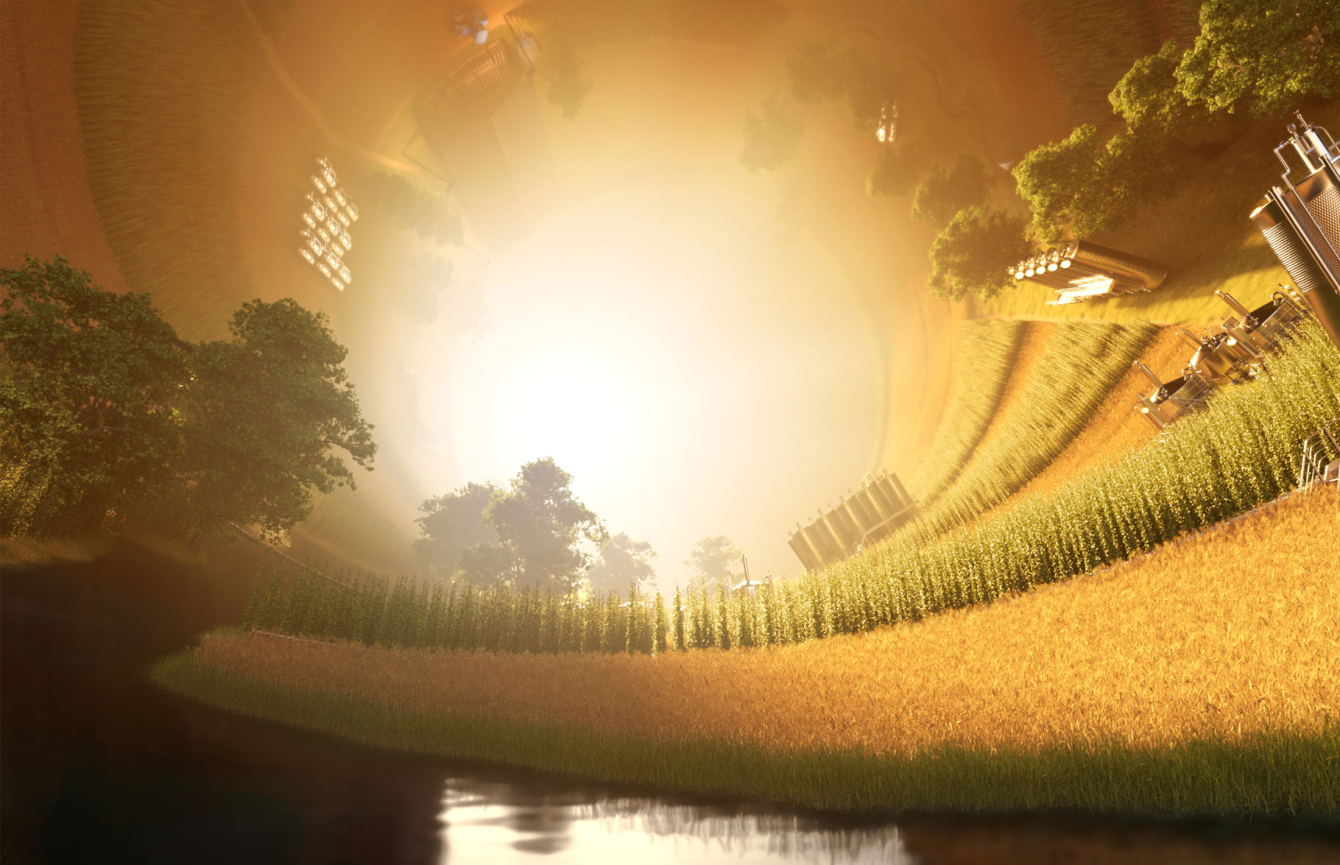 Pinter 3 Product CGI Hop Fields and River