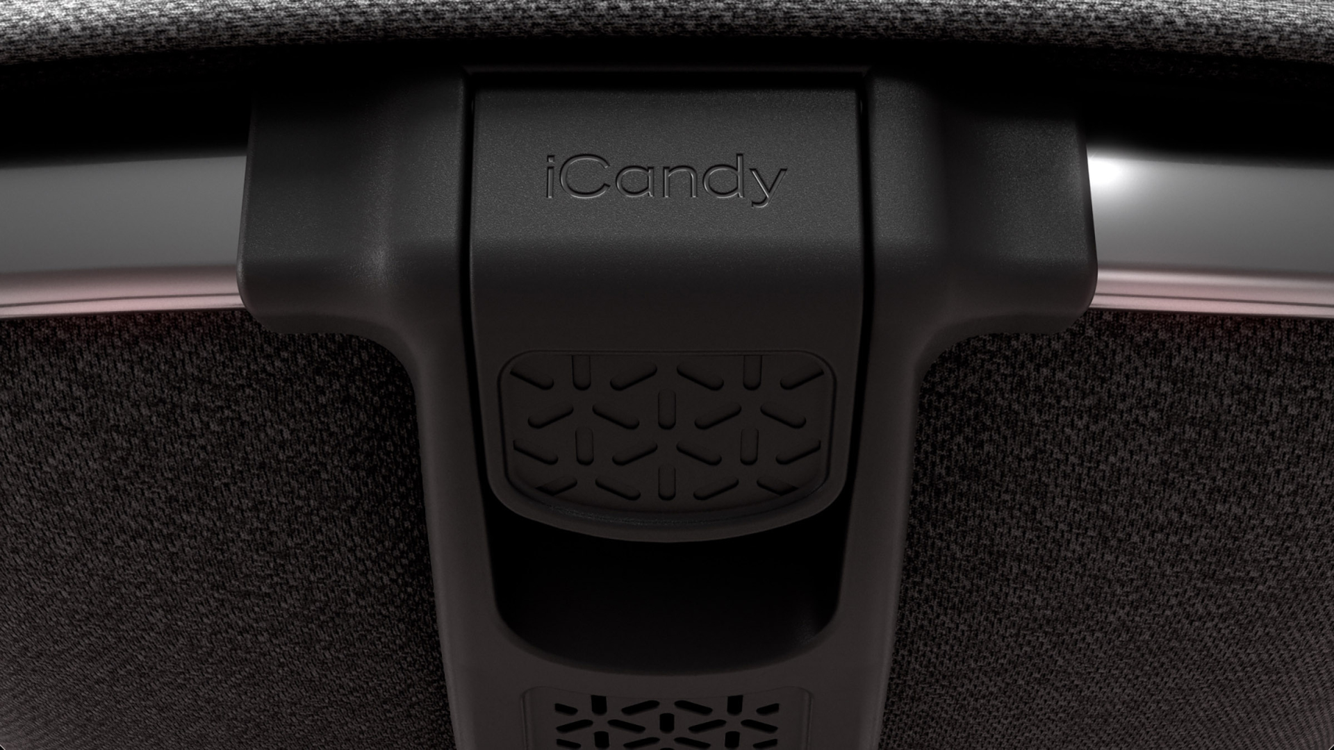 iCandy Core Product CGI Black Back Pram World Facing Canopy Shade Close Up