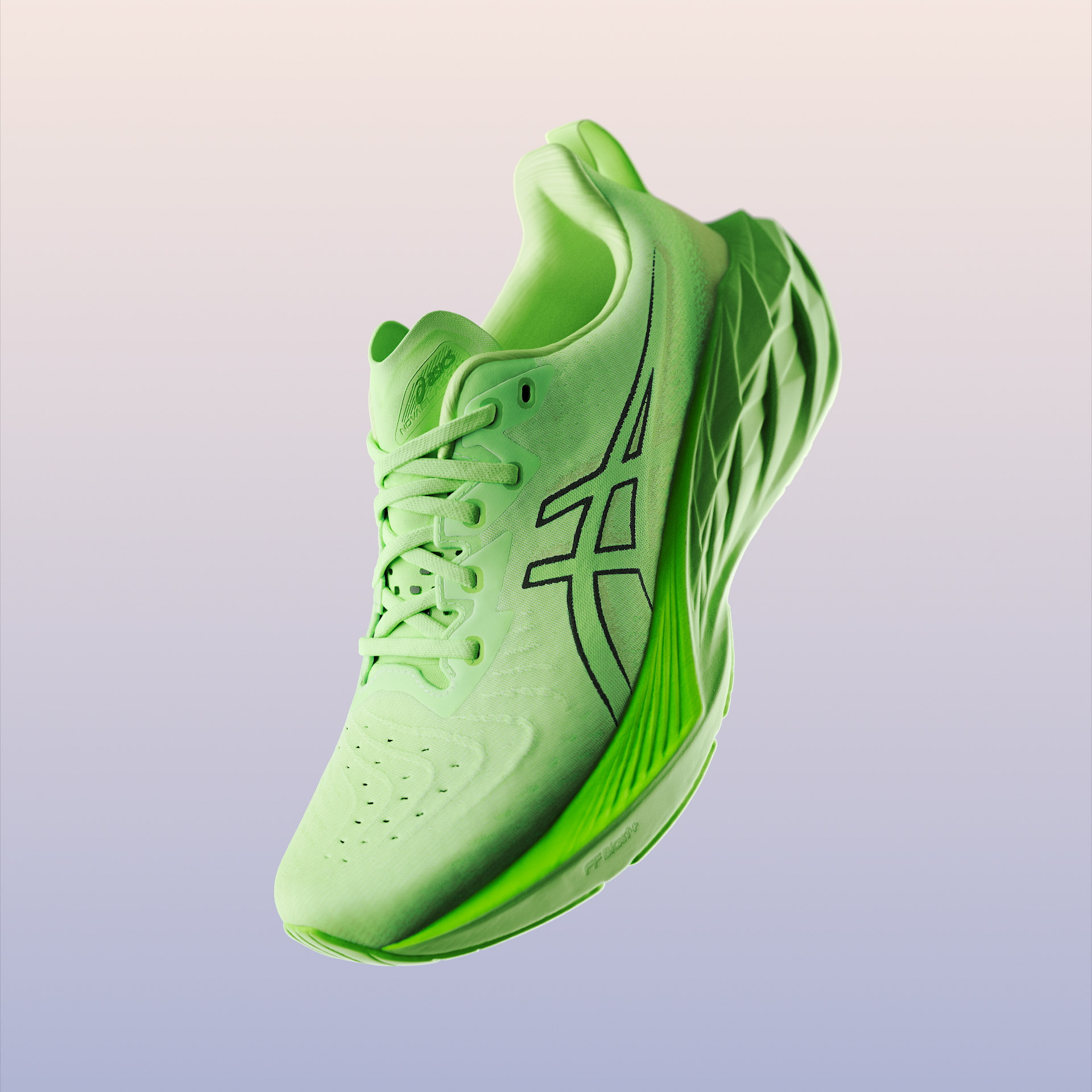 ASICS Novablast 4 Wonder Vision CGI VFX Tech Film Hero Style Frame ASICS Novablast 4 W CGI VFX Tech Film Hero Style Frame