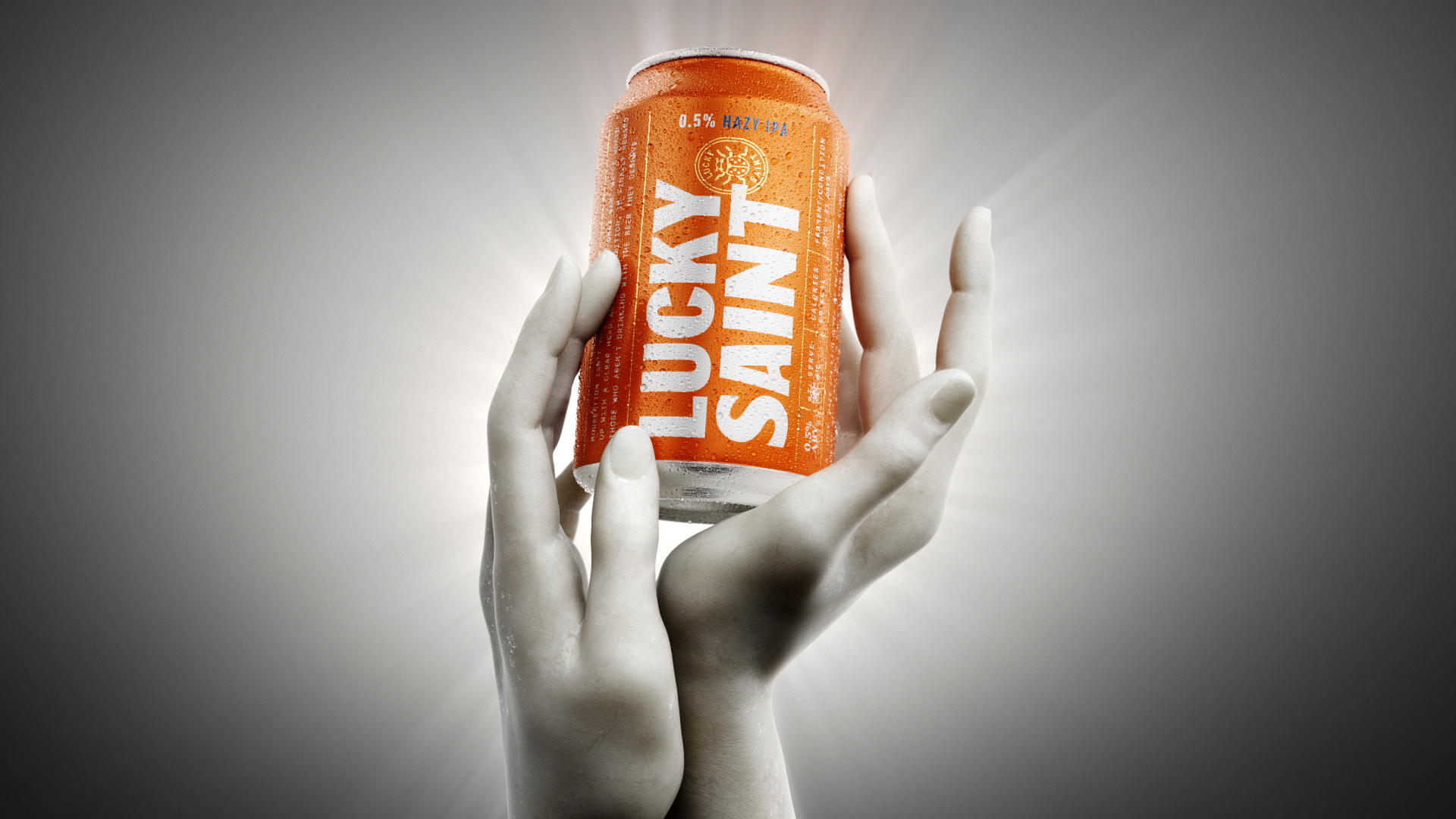 Wonder Vision Lucky Saint Beer Can CGI Marble Hands