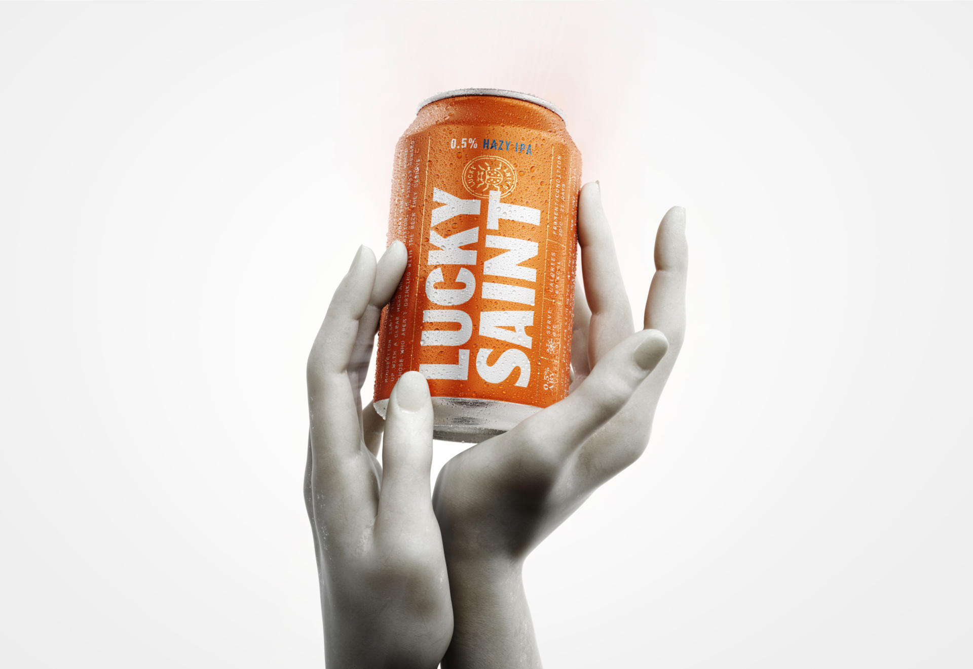 Lucky Saint IPA Launch Campaign Film - Marble Hand Can Key Art