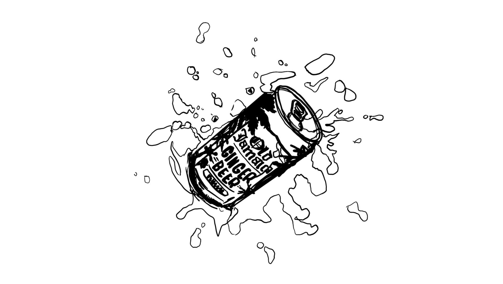 Old Jamaica Sketch Can Liquid Splash