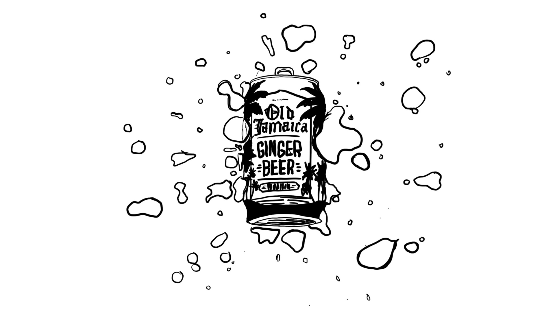 Old Jamaica Sketch Can Liquid Splash Droplets