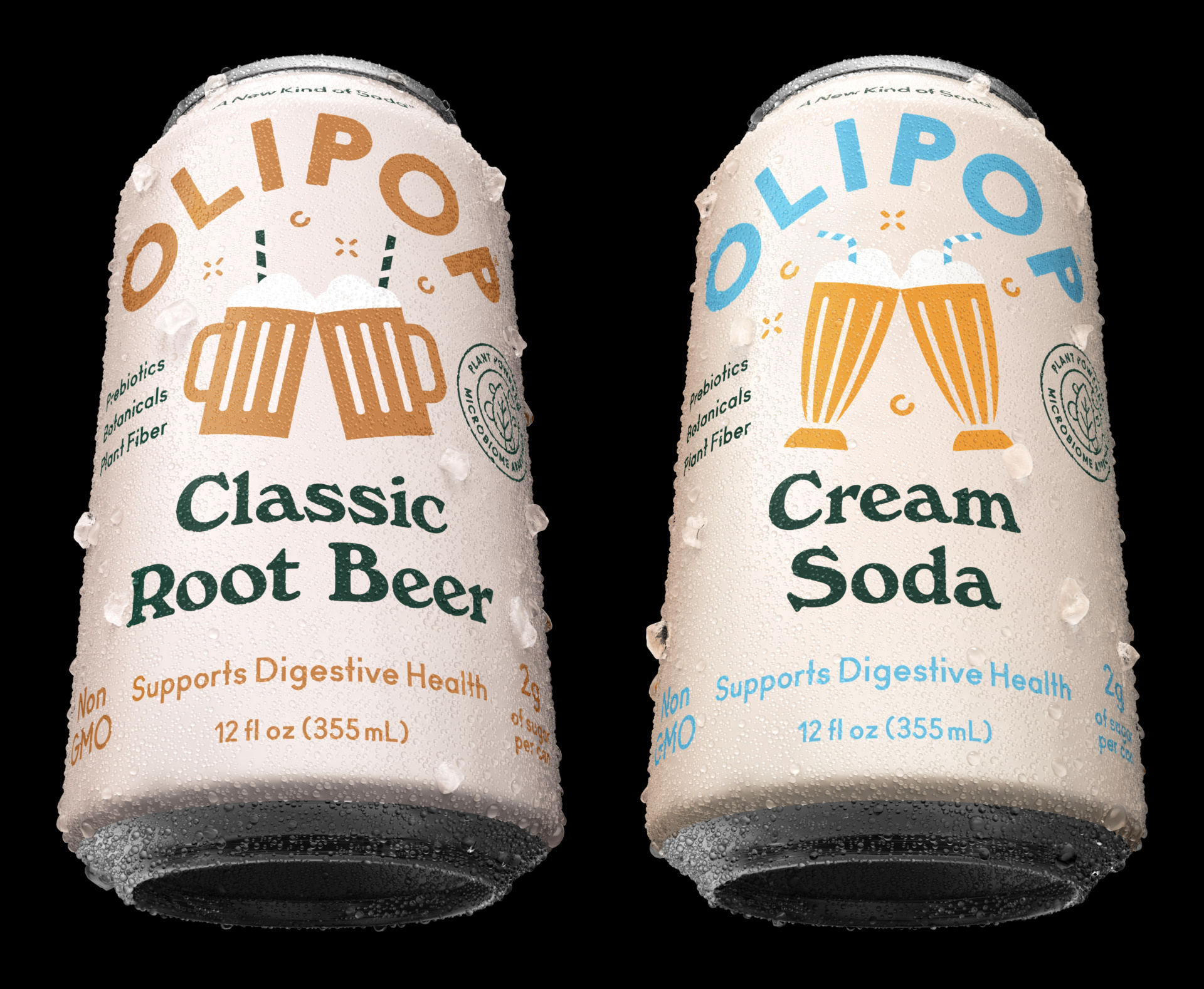 Olipop Classic Root Beer Cream Soda Tilted Back