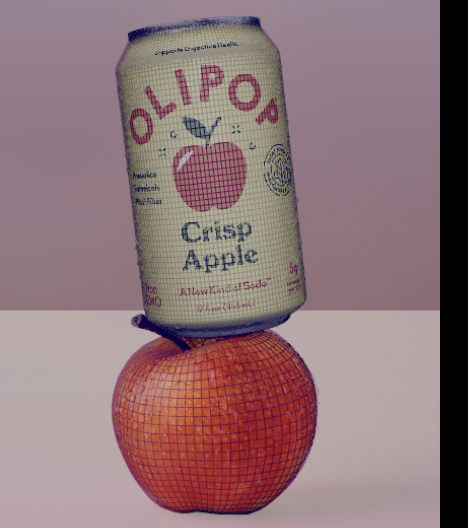 Olipop Crisp Apple Condensation Ice Chunks Wireframe