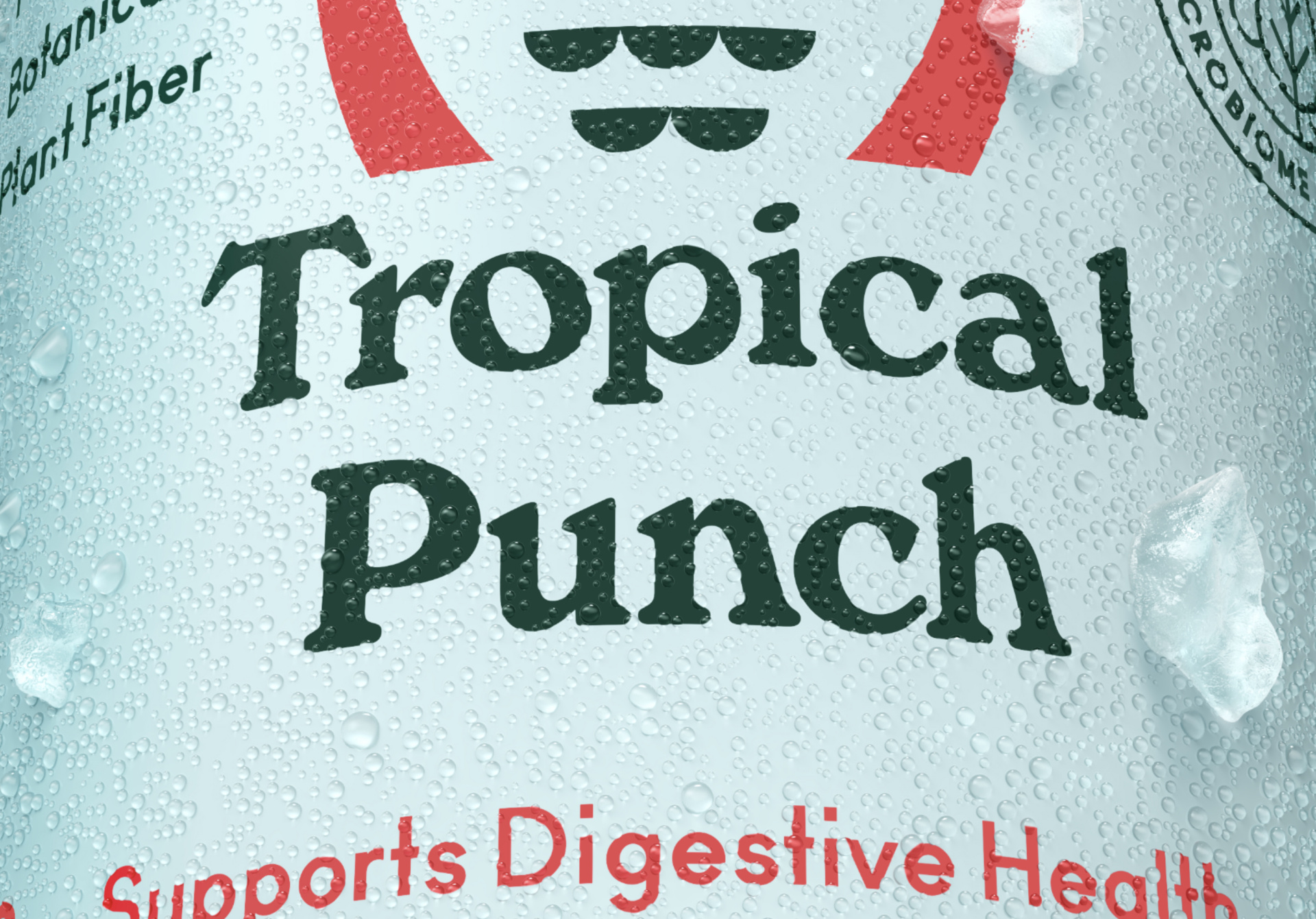 Olipop Tropical Punch Ice Chunks Close Up