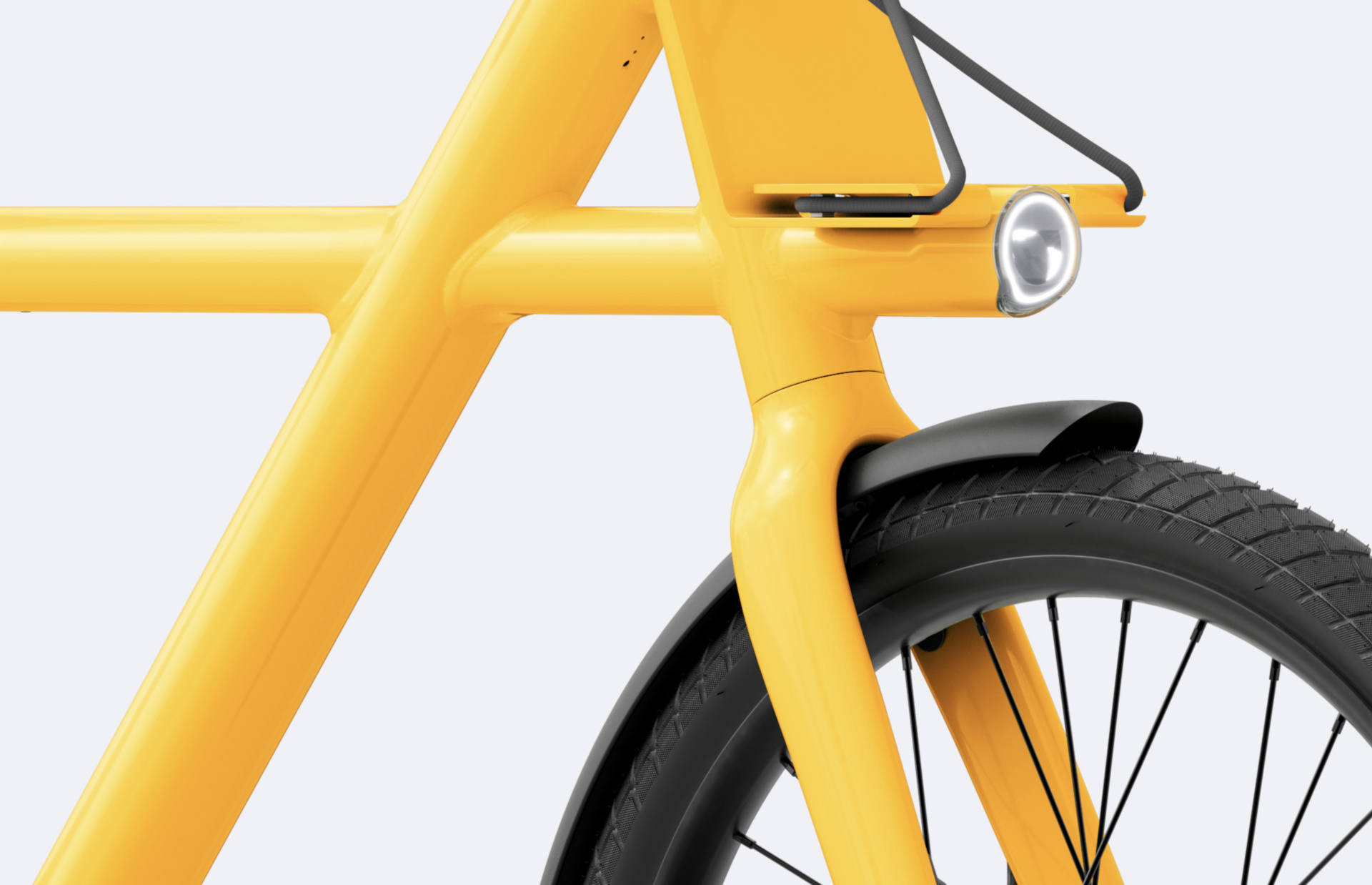 Vanmoof Yellow X4 Front Wheel Close Up