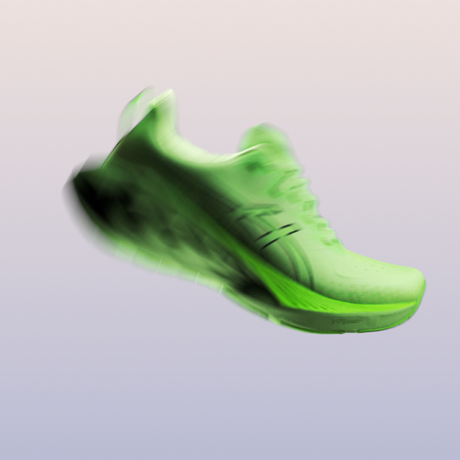 ASICS Novablast 4 M Shoe Leap Motion Blur Green Image Tile 1C